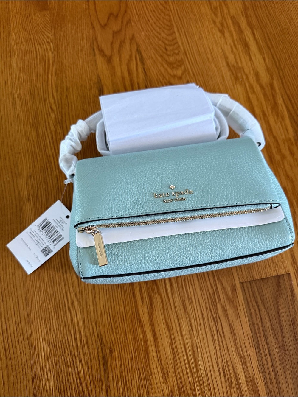 Kate Spade Mint Green Leather Crossbody with silver hardware